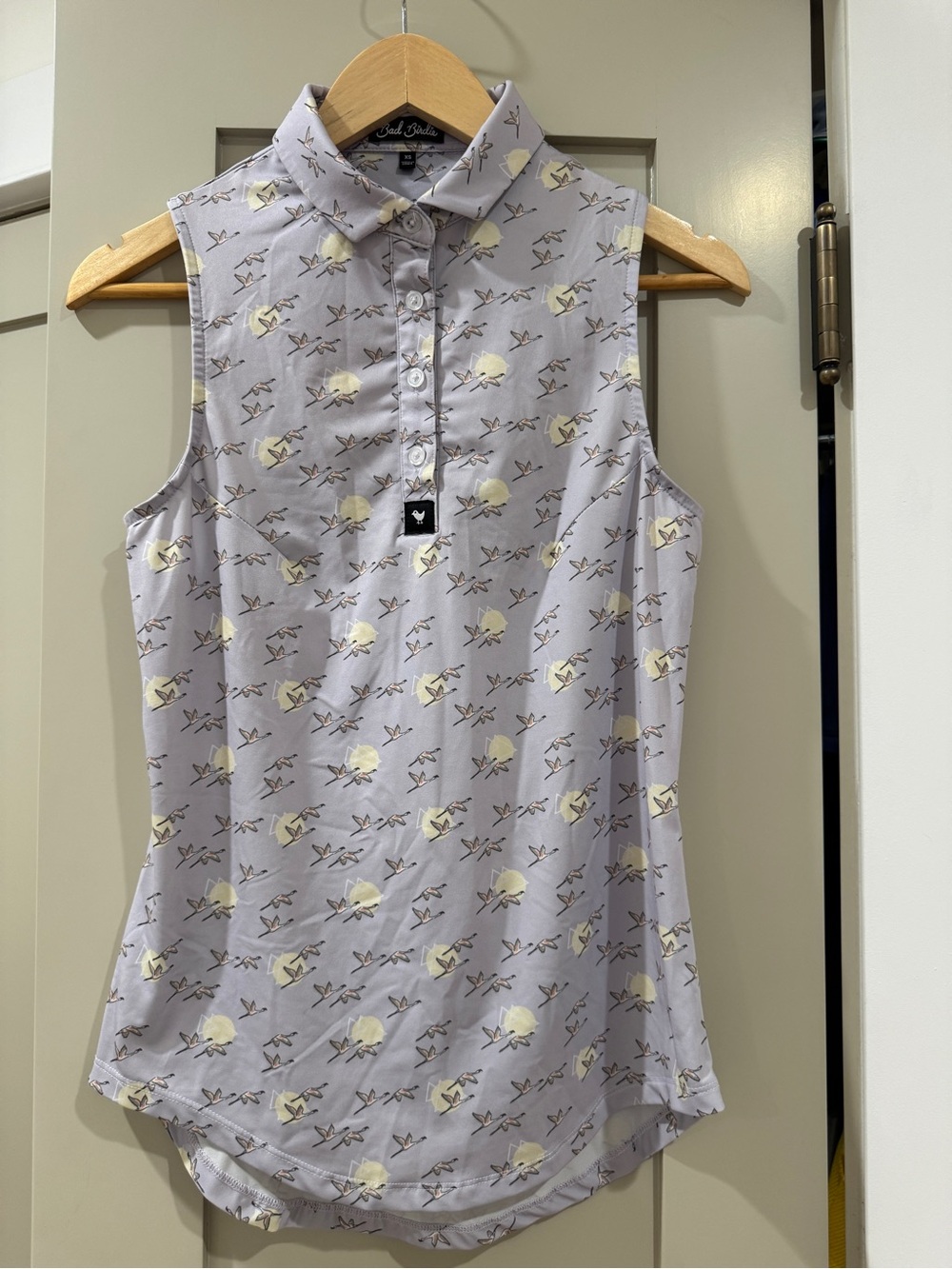 Bad Birdie Lavender Sleeveless Collared Golf Polo with Cream Floral
